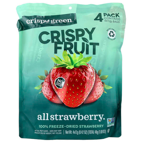 <img alt="Crispy Green, Crispy Fruit, All Strawberry, 4 Pack, 0.42 oz (12 g) Each" title="Crispy Green, Crispy Fruit, All Strawberry, 4 Pack, 0.42 oz (12 g) Each,185255000590"