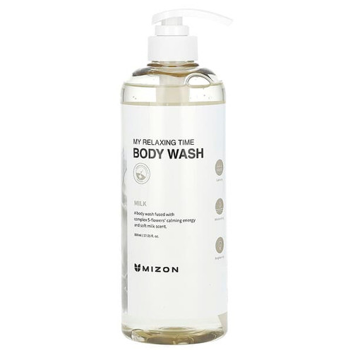 <img alt="Mizon, My Relaxing Time, Body Wash, Milk, 27.05 fl oz (800 ml)" title="Mizon, My Relaxing Time, Body Wash, Milk, 27.05 fl oz (800 ml),8809132968965"