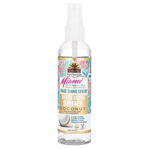<img alt="Okay Pure Naturals, Miami South Beach Curls, Shine Enhancer, Hair Shine Spray, Coconut, 4 oz (118 ml)" title="Okay Pure Naturals, Miami South Beach Curls, Shine Enhancer, Hair Shine Spray, Coconut, 4 oz (118 ml),810086470372"