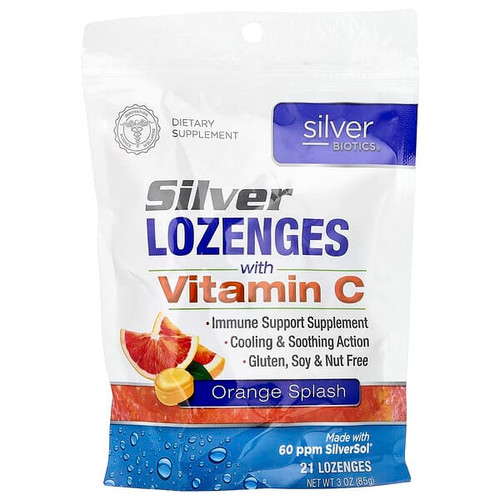 <img alt="American Biotech Labs, Silver Biotics, Silver Lozenges with Vitamin C, Orange Splash, 21 Lozenges, 3 oz (85 g)" title="American Biotech Labs, Silver Biotics, Silver Lozenges with Vitamin C, Orange Splash, 21 Lozenges, 3 oz (85 g),831060006103"