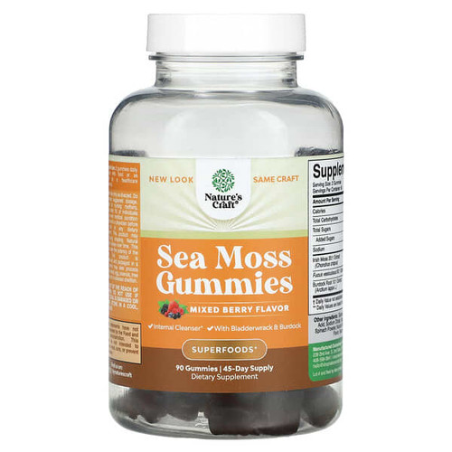 <img alt="Natures Craft, Sea Moss Gummies, Mixed Berry, 90 Gummies" title="Natures Craft, Sea Moss Gummies, Mixed Berry, 90 Gummies,850047947741"