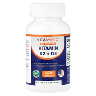 <img alt="Vitamatic, Vitamin K2 + D3, 120 Tablets" title="Vitamatic, Vitamin K2 + D3, 120 Tablets,810078476245"