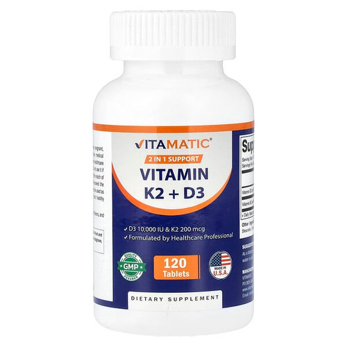 <img alt="Vitamatic, Vitamin K2 + D3, 120 Tablets" title="Vitamatic, Vitamin K2 + D3, 120 Tablets,810078476245"