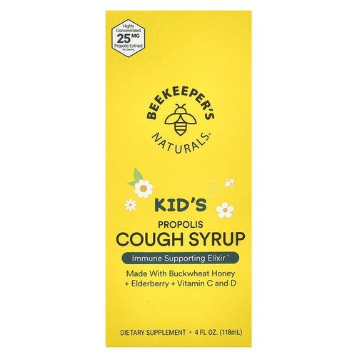 <img alt="Beekeepers Naturals, Kids Propolis Cough Syrup, 4 fl oz (118 ml)" title="Beekeepers Naturals, Kids Propolis Cough Syrup, 4 fl oz (118 ml),628055142751"