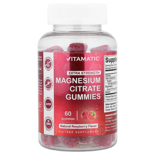 <img alt="Vitamatic, Magnesium Citrate Gummies, Natural Raspberry, 60 Gummies" title="Vitamatic, Magnesium Citrate Gummies, Natural Raspberry, 60 Gummies,810078472926"