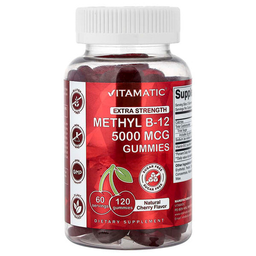 <img alt="Vitamatic, Methyl B-12 Gummies, Natural Cherry, 120 Gummies (2,500 mcg per Gummy)" title="Vitamatic, Methyl B-12 Gummies, Natural Cherry, 120 Gummies (2,500 mcg per Gummy),810078472292"