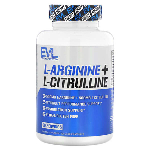 <img alt="EVLution Nutrition, L-Arginine + L-Citrulline, 120 Veggie Capsules" title="EVLution Nutrition, L-Arginine + L-Citrulline, 120 Veggie Capsules,818901029217"