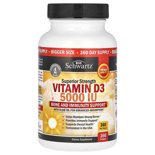 <img alt="BioSchwartz, Superior Strength, Vitamin D3, 5,000 IU, 360 Softgels" title="BioSchwartz, Superior Strength, Vitamin D3, 5,000 IU, 360 Softgels,737212751191"