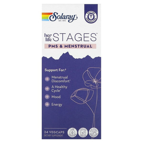 <img alt="Solaray, Her Life Stages, PMS & Menstrual, 24 VegCaps" title="Solaray, Her Life Stages, PMS & Menstrual, 24 VegCaps,076280946123"