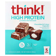 <img alt="Think , High Protein Layered Bar, Chocolate & Creme Cupcake, 5 Bars, 2.01 oz (57 g) Each" title="Think , High Protein Layered Bar, Chocolate & Creme Cupcake, 5 Bars, 2.01 oz (57 g) Each,753656719733"
