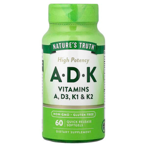 <img alt="Natures Truth, Vitamins A, D, K, High Potency, 60 Quick Release Softgels" title="Natures Truth, Vitamins A, D, K, High Potency, 60 Quick Release Softgels,840093121615"