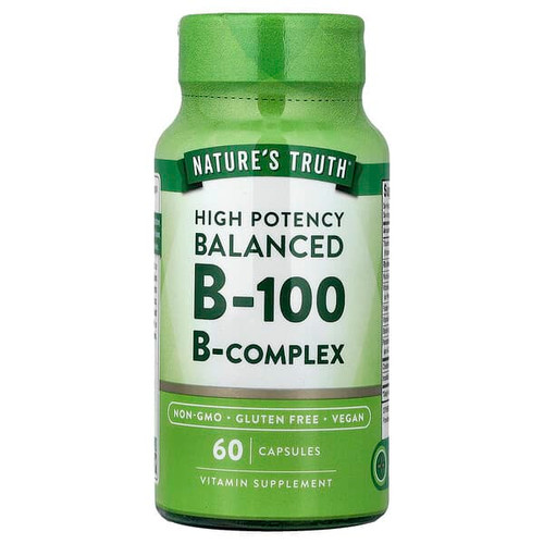 <img alt="Natures Truth, Balanced B-100, High Potency, 60 Capsules" title="Natures Truth, Balanced B-100, High Potency, 60 Capsules,840093101228"