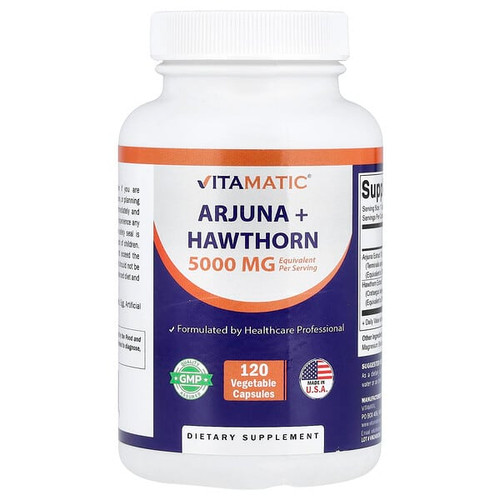 <img alt="Vitamatic, Arjuna + Hawthorn, 120 Vegetable Capsules" title="Vitamatic, Arjuna + Hawthorn, 120 Vegetable Capsules,810078475651"