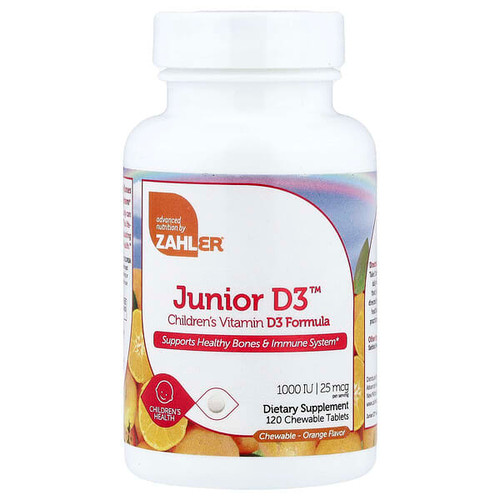 <img alt="Zahler, Junior D3, Childrens Vitamin D3 Formula, Orange, 25 mcg (1,000 IU), 120 Chewable Tablets" title="Zahler, Junior D3, Childrens Vitamin D3 Formula, Orange, 25 mcg (1,000 IU), 120 Chewable Tablets,848998081171"
