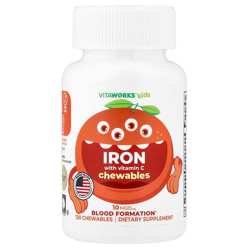 <img alt="VitaWorks, Kids, Iron With Vitamin C Chewables, Orange, 120 Chewables" title="VitaWorks, Kids, Iron With Vitamin C Chewables, Orange, 120 Chewables,810102730350"