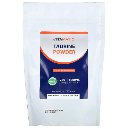 <img alt="Vitamatic, Taurine Powder, Unflavored, 8.8 oz (250 g)" title="Vitamatic, Taurine Powder, Unflavored, 8.8 oz (250 g),810078475019"