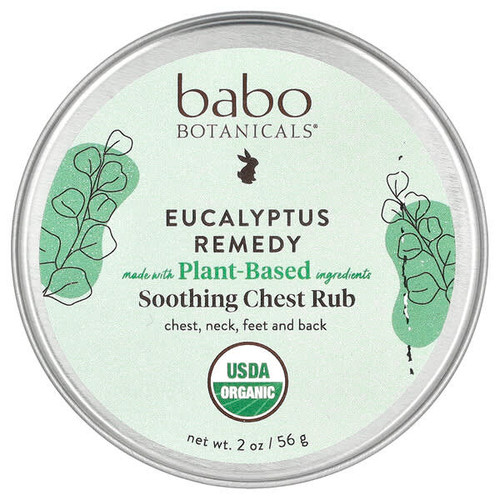 <img alt="Babo Botanicals, Eucalyptus Remedy, Smoothing Chest Rub, 2 oz (56 g)" title="Babo Botanicals, Eucalyptus Remedy, Smoothing Chest Rub, 2 oz (56 g),899248010915"