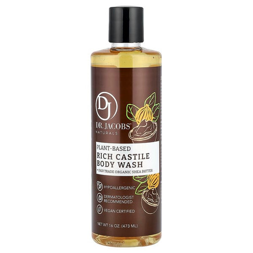 <img alt="Dr. Jacobs Naturals, Plant-Based Rich Castile Body Wash, Fair Trade Organic Shea Butter, 16 oz (473 ml)" title="Dr. Jacobs Naturals, Plant-Based Rich Castile Body Wash, Fair Trade Organic Shea Butter, 16 oz (473 ml),854175005540"