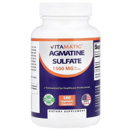 <img alt="Vitamatic, Agmatine Sulfate, 180 Vegetable Capsules (500 mg per Capsule)" title="Vitamatic, Agmatine Sulfate, 180 Vegetable Capsules (500 mg per Capsule),810078476382"