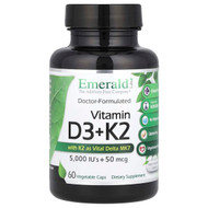 <img alt="Emerald Laboratories, Vitamin D3 + K2, 60 Vegetable Caps" title="Emerald Laboratories, Vitamin D3 + K2, 60 Vegetable Caps,743650003631"