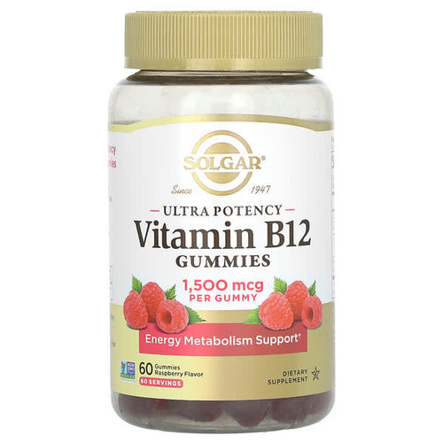 <img alt="Solgar, Ultra Potency Vitamin B12 Gummies, Raspberry, 1,500 mcg, 60 Gummies" title="Solgar, Ultra Potency Vitamin B12 Gummies, Raspberry, 1,500 mcg, 60 Gummies,810122620105"