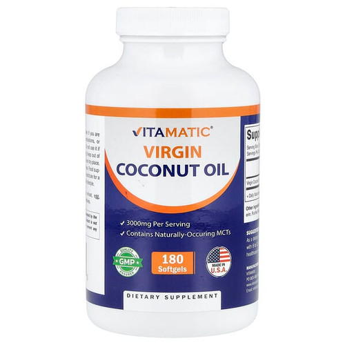 <img alt="Vitamatic, Virgin Coconut Oil, 180 Softgels (1,000 mg per Softgel)" title="Vitamatic, Virgin Coconut Oil, 180 Softgels (1,000 mg per Softgel),810078475200"