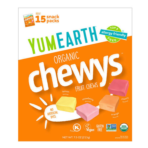 <img alt="YumEarth, Organic Chewys, Fruit Chews, 15 Snack Packs, 0.5 oz (14 g) Each" title="YumEarth, Organic Chewys, Fruit Chews, 15 Snack Packs, 0.5 oz (14 g) Each,810165017122"