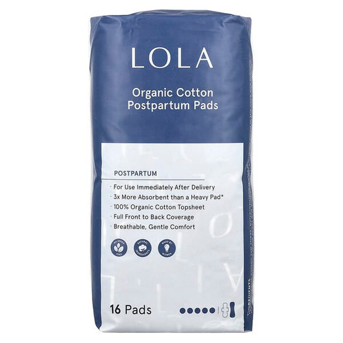 <img alt="Lola, Organic Cotton Postpartum Pads, 16 Pads" title="Lola, Organic Cotton Postpartum Pads, 16 Pads,810092258698"