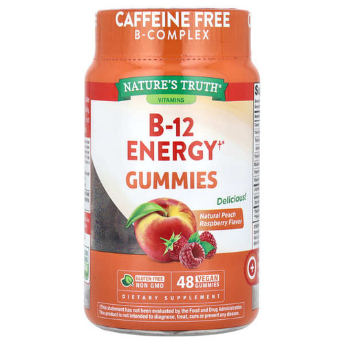 <img alt="Natures Truth, B-12 Energy Gummies, Natural Peach Raspberry, 48 Vegan Gummies" title="Natures Truth, B-12 Energy Gummies, Natural Peach Raspberry, 48 Vegan Gummies,840093115140"