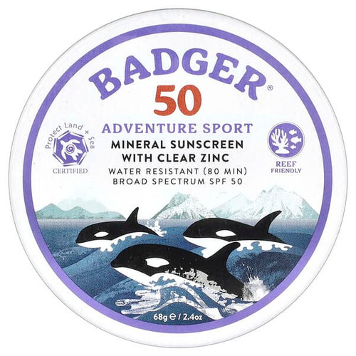<img alt="Badger, Adventure Sport, Mineral Sunscreen with Clear Zinc, SPF 50, Unscented, 2.4 oz (68 g)" title="Badger, Adventure Sport, Mineral Sunscreen with Clear Zinc, SPF 50, Unscented, 2.4 oz (68 g),634084471502"