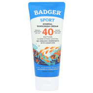 <img alt="Badger, Sport, Mineral Sunscreen Cream, SPF 40, Unscented, 2.9 fl oz (87 ml)" title="Badger, Sport, Mineral Sunscreen Cream, SPF 40, Unscented, 2.9 fl oz (87 ml),634084471434"