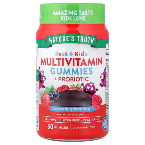 <img alt="Natures Truth, Just 4 Kidz, Multivitamin + Probiotic Gummies, Berry Punch, 60 Gummies" title="Natures Truth, Just 4 Kidz, Multivitamin + Probiotic Gummies, Berry Punch, 60 Gummies,840093115386"