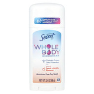 <img alt="Secret, Whole Body Deodorant, Aluminum Free Dry Solid, Peach + Vanilla Blossom, 2.4 oz (68 g)" title="Secret, Whole Body Deodorant, Aluminum Free Dry Solid, Peach + Vanilla Blossom, 2.4 oz (68 g),030772126059"