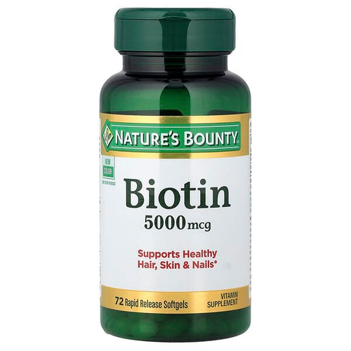 <img alt="Natures Bounty, Biotin, 5,000 mcg, 72 Rapid Release Softgels" title="Natures Bounty, Biotin, 5,000 mcg, 72 Rapid Release Softgels,074312134302"