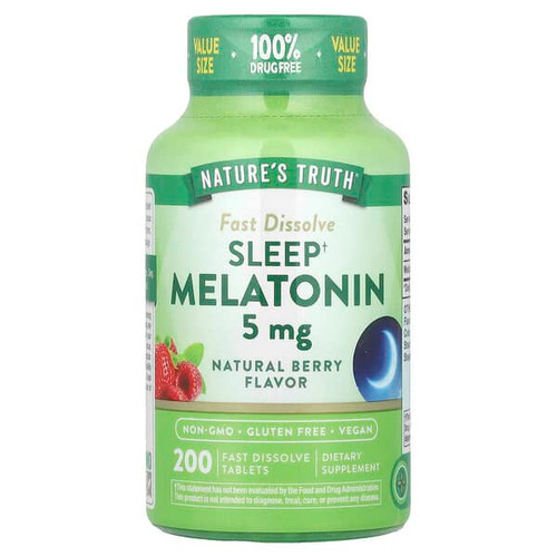 <img alt="Natures Truth, Sleep Melatonin, Natural Berry, 5 mg, 200 Fast Dissolve Tablets" title="Natures Truth, Sleep Melatonin, Natural Berry, 5 mg, 200 Fast Dissolve Tablets,840093122414"