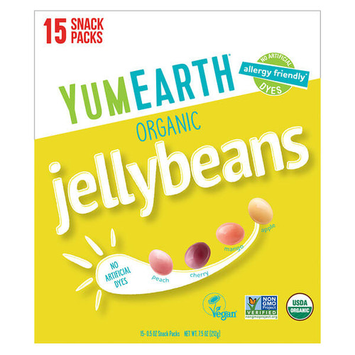 <img alt="YumEarth, Organic Jelly Beans, 15 Snack Packs, 0.5 oz (14 g) Each" title="YumEarth, Organic Jelly Beans, 15 Snack Packs, 0.5 oz (14 g) Each,810165014657"