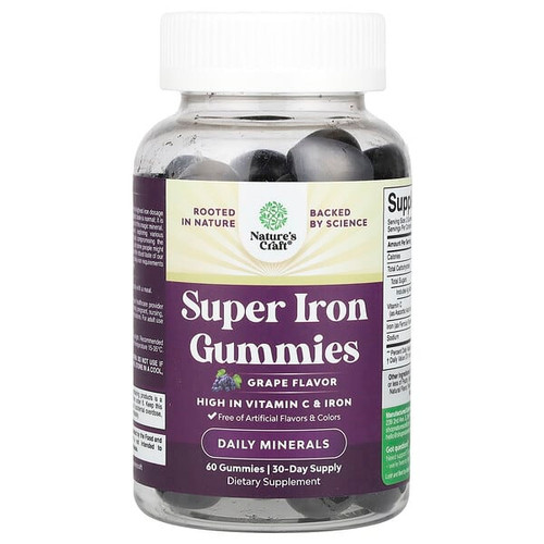 <img alt="Natures Craft, Super Iron Gummies, Grape , 60 Gummies" title="Natures Craft, Super Iron Gummies, Grape , 60 Gummies,850050639589"