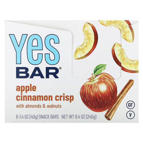 <img alt="Yes Bar, Snack Bar, Apple Cinnamon Crisp, 6 Bars, 1.4 oz (40 g) Each" title="Yes Bar, Snack Bar, Apple Cinnamon Crisp, 6 Bars, 1.4 oz (40 g) Each,860132001463"