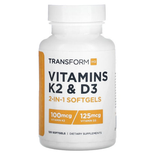 <img alt="TransformHQ, Vitamins K2 & D3, 120 Softgels" title="TransformHQ, Vitamins K2 & D3, 120 Softgels,850040611373"