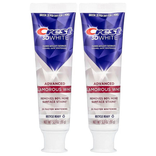 <img alt="Crest, 3D White, Fluoride Anticavity Toothpaste, Advanced, Glamorous White, 2 Tubes, 3.3 oz (93 g) Each" title="Crest, 3D White, Fluoride Anticavity Toothpaste, Advanced, Glamorous White, 2 Tubes, 3.3 oz (93 g) Each,030772125557"