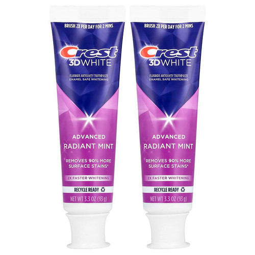 <img alt="Crest, 3D White Advanced, Fluoride Anticavity Toothpaste, Radiant Mint, 2 Pack, 3.3 oz (93 g) Each" title="Crest, 3D White Advanced, Fluoride Anticavity Toothpaste, Radiant Mint, 2 Pack, 3.3 oz (93 g) Each,030772125465"