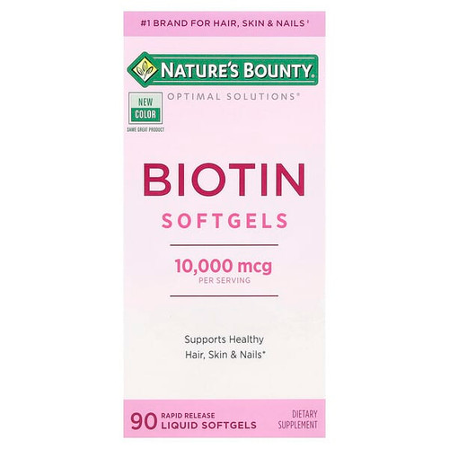 <img alt="Natures Bounty, Optimal Solutions, Biotin Softgels, 10,000 mcg, 90 Rapid Release Liquid Softgels" title="Natures Bounty, Optimal Solutions, Biotin Softgels, 10,000 mcg, 90 Rapid Release Liquid Softgels,074312588655"