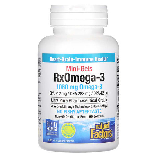 <img alt="Natural Factors, RxOmega-3 Mini-Gels, 60 Softgels (530 mg per Softgel)" title="Natural Factors, RxOmega-3 Mini-Gels, 60 Softgels (530 mg per Softgel),068958354941"