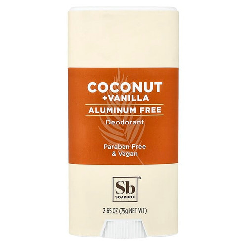 <img alt="Soapbox, Aluminum Free Deodorant, Coconut Vanilla, 2.65 oz (75 g)" title="Soapbox, Aluminum Free Deodorant, Coconut Vanilla, 2.65 oz (75 g),375115000055"