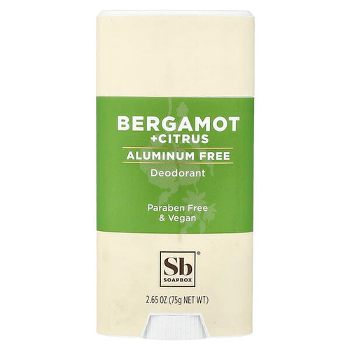 <img alt="Soapbox, Aluminum Free Deodorant, Bergamot + Citrus, 2.65 oz (75 g)" title="Soapbox, Aluminum Free Deodorant, Bergamot + Citrus, 2.65 oz (75 g),375115000062"