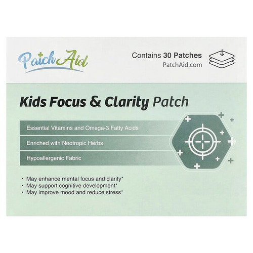 <img alt="PatchAid, Kids Focus & Clarity Patch, 30 Patches" title="PatchAid, Kids Focus & Clarity Patch, 30 Patches,038407585820"