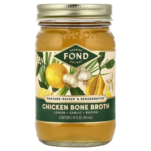 <img alt="FOND Bone Broth, Chicken Bone Broth, Lemon & Garlic, 14 fl oz (414 ml)" title="FOND Bone Broth, Chicken Bone Broth, Lemon & Garlic, 14 fl oz (414 ml),810084760017"