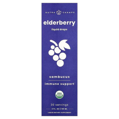 <img alt="NutraChamps, Elderberry, Sambucus, Liquid Drops, 2 fl oz (60 ml)" title="NutraChamps, Elderberry, Sambucus, Liquid Drops, 2 fl oz (60 ml),621983990241"