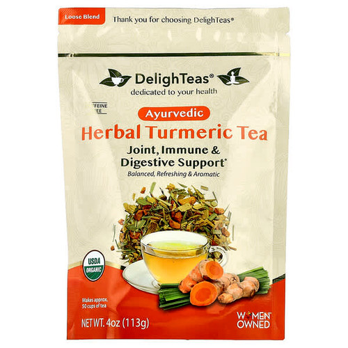 <img alt="DelighTeas, Ayurvedic Herbal Turmeric Tea, Loose Blend, Caffeine Free , 4 oz (113 g)" title="DelighTeas, Ayurvedic Herbal Turmeric Tea, Loose Blend, Caffeine Free , 4 oz (113 g),638499231454"
