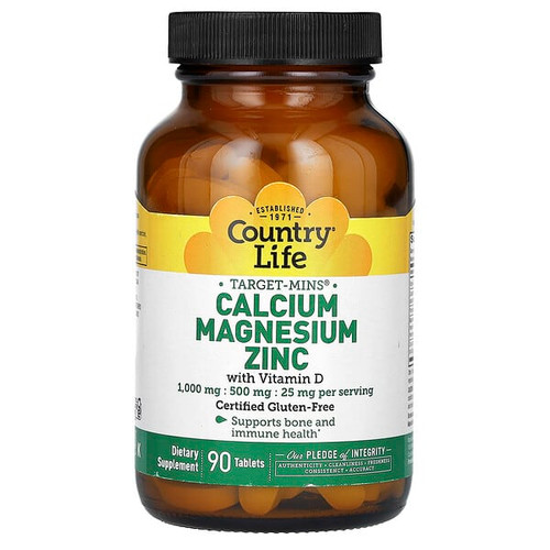 <img alt="Country Life, Calcium Magnesium Zinc with Vitamin D, 90 Tablets" title="Country Life, Calcium Magnesium Zinc with Vitamin D, 90 Tablets,015794024903"